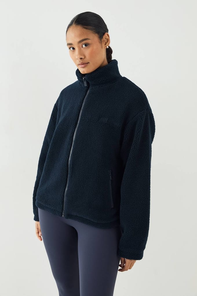 Dames DSGN Studio Borg Doorlopende Rits Turtleneck Jas | Navy | Maat: XL