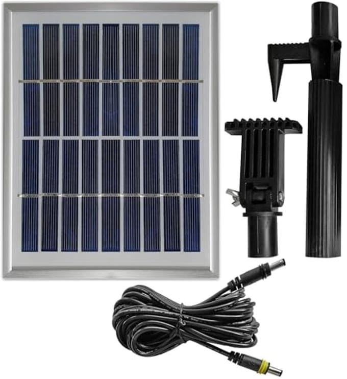 INNOVATIVE SOLAR 2.5 Watt hybrid system. Solar panel with 5 m cable for connection to 230 V power adapter, solar extension set with stable aluminium frame