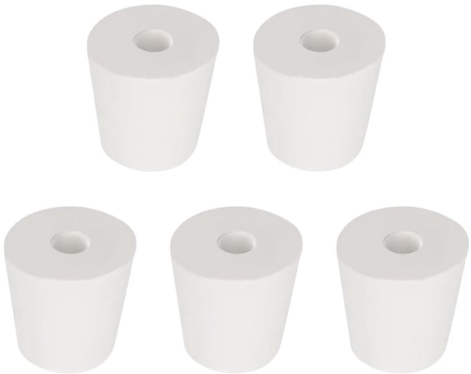 Rubber Stopper - Enkel gat - Laboratorium sluiting - Conisch ontwerp - 5 stuks - Wit