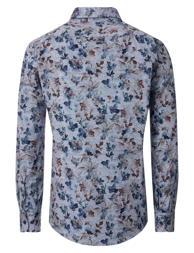 geprint blauw Casa Moda casual fit overhemd