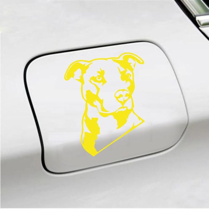 Bumpersticker - Pitbull  - 13 X 11 - Geel