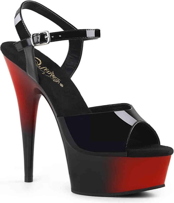 DELIGHT-609BR - (EU 36 = US 6) - 6 Heel, 1 3/4 PF Two Tone Ankle Strap Sandal