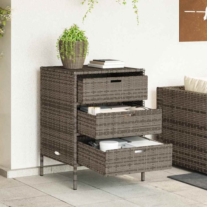 vidaXL - Tuinkast - 55x59x80 - cm - poly - rattan - grijs