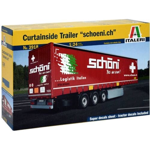 Italeri Modelbouwpakket Vrachtwagens - 3918 Curtainside Trailer - Schoeni ch Plastic - 1:24 - Modelbouw
