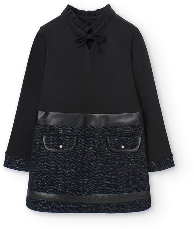 Boboli Combined Lang Mouw Jurk Zwart 7 Years Meisje