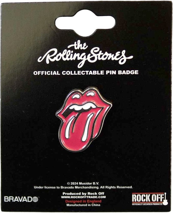 The Rolling Stones - Classic Tongue Silver Outline Pin - Rood