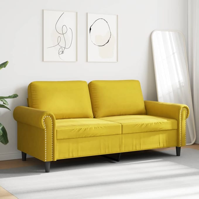 Vidaxl Bank 2-persoons, Geel, 140 Cm, Bekleed met Fluweel