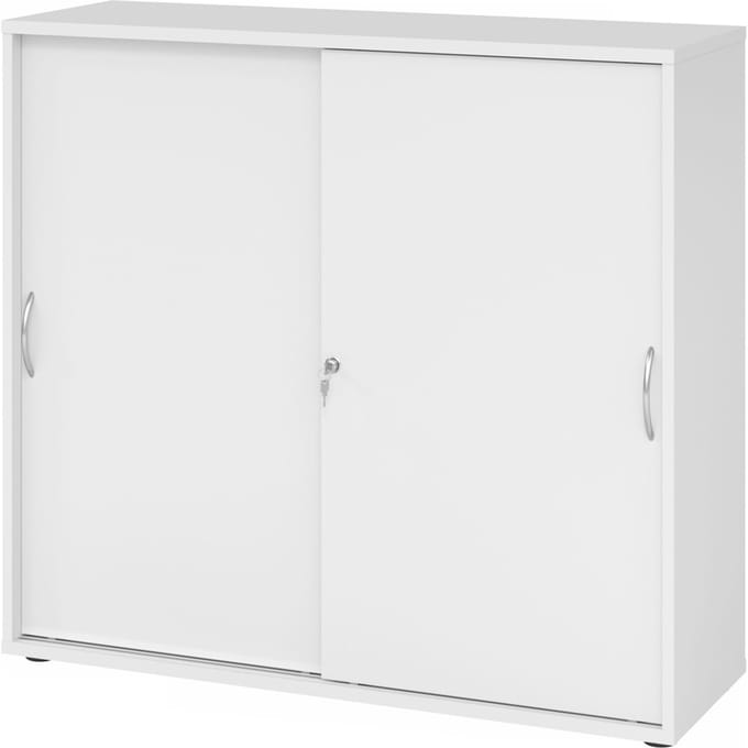Schuifdeurkast TARA, 3 ordnerhoogten, B 1200 x D 400 x H 1180 mm, afsluitbaar & stapelbaar, wit
