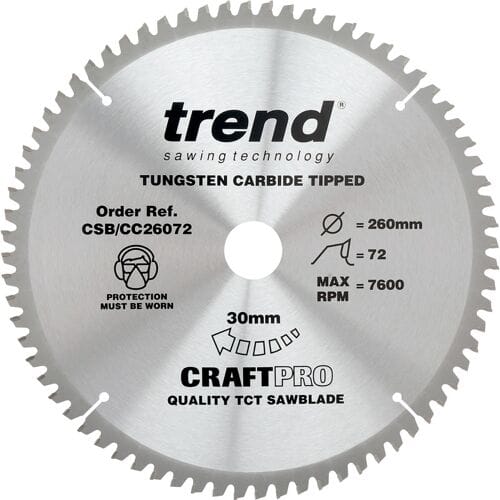 Trend Crosscut cirkelzaagblad 260x30x2,6mm 72T
