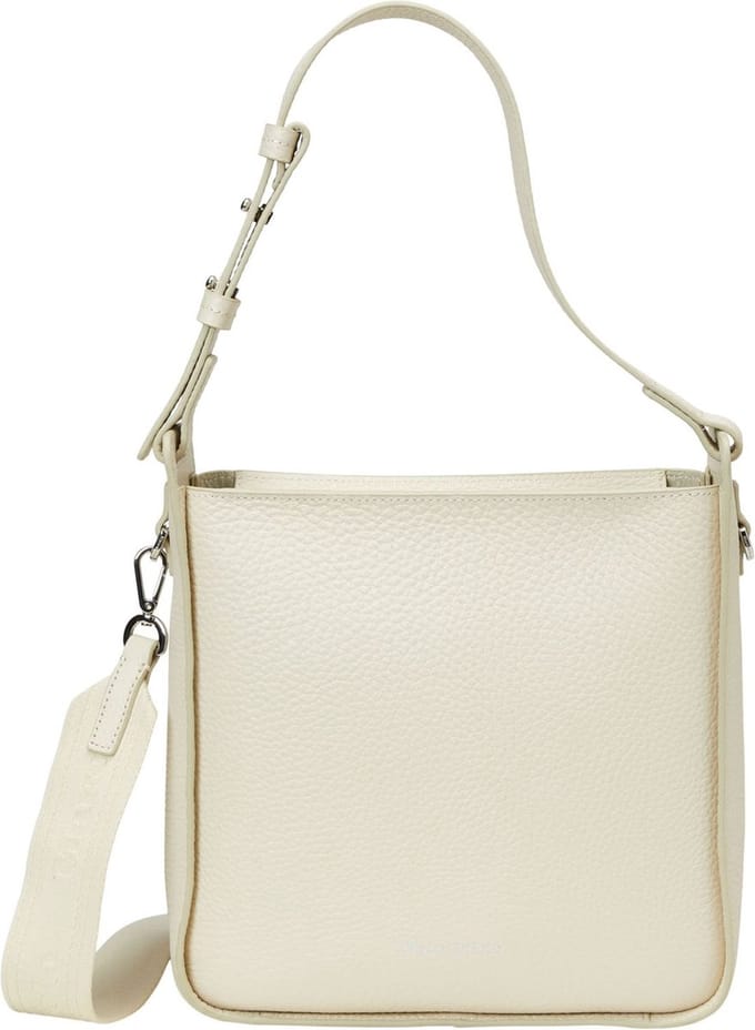 Marc O'Polo Leren Schoudertas Hobo Bag Chalky Sand Crème