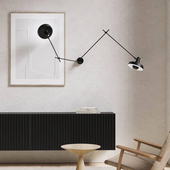 Grupa Arigato Dubbele Wandlamp Lang/Kort Zwart