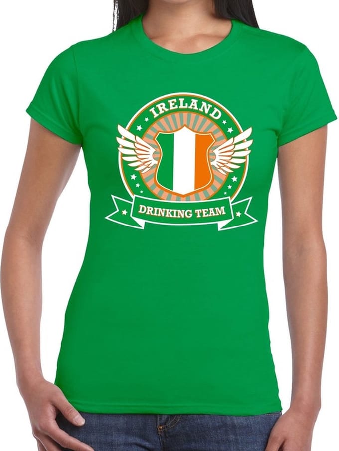 Groen Ireland drinking team t-shirt groen dames - Ierland kleding M