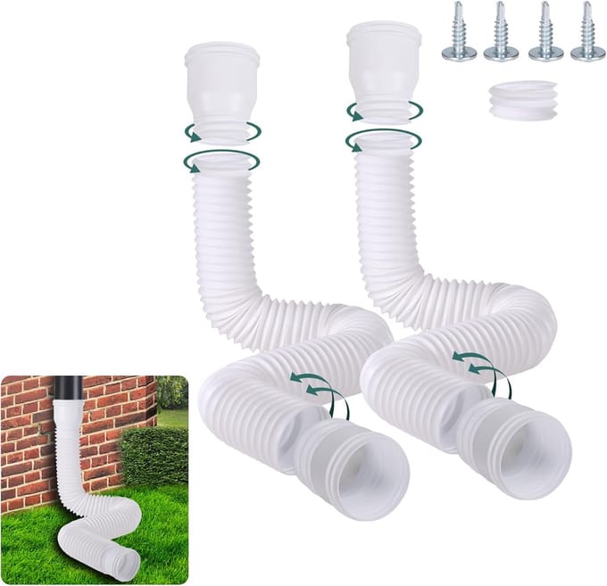 Regenpijp Verlenger - Afvoerverlenging Set - Wateroverlast Voorkomen - Flexibel Uitschuifbaar - 80/100 mm - Wit