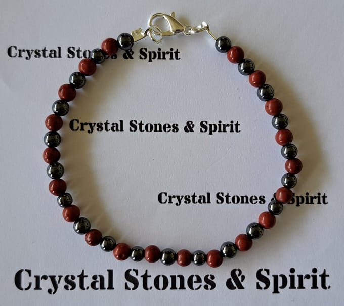 Armband Jaspis Rood / Hematiet 4 mm