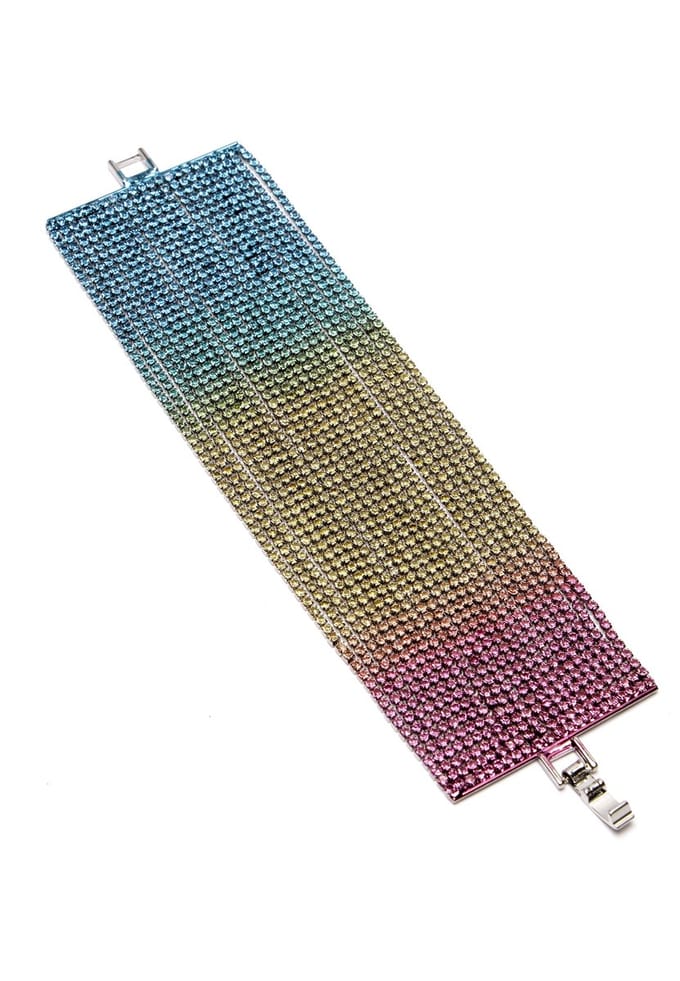 AVANT-GARDE PARIS Diva Bracelet - Multi-kleur 17.5cm - 1 stuk - Rhodium Plated met fold-over clasp