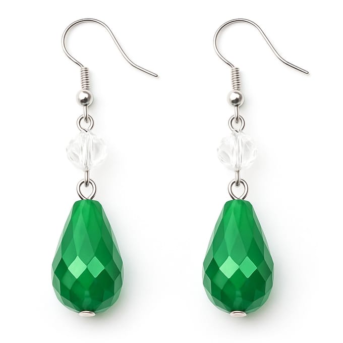 Oorhangers met groene druppelvormige kristal hanger