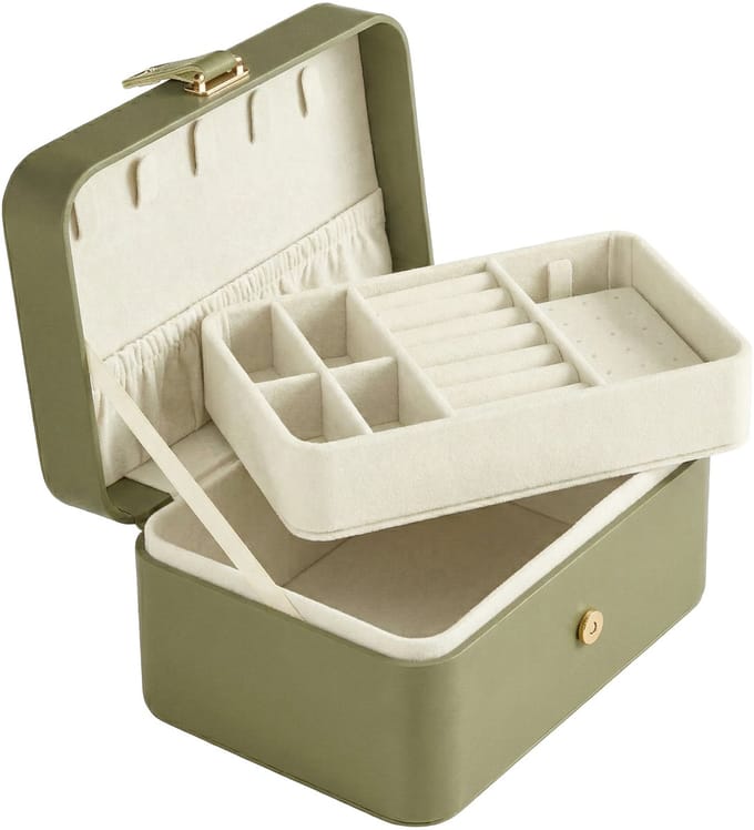 SONGMICS - Sieradendoos - Juwelendoos - Reizen - 2 Lagen - Draagbaar - Compact - Grotere