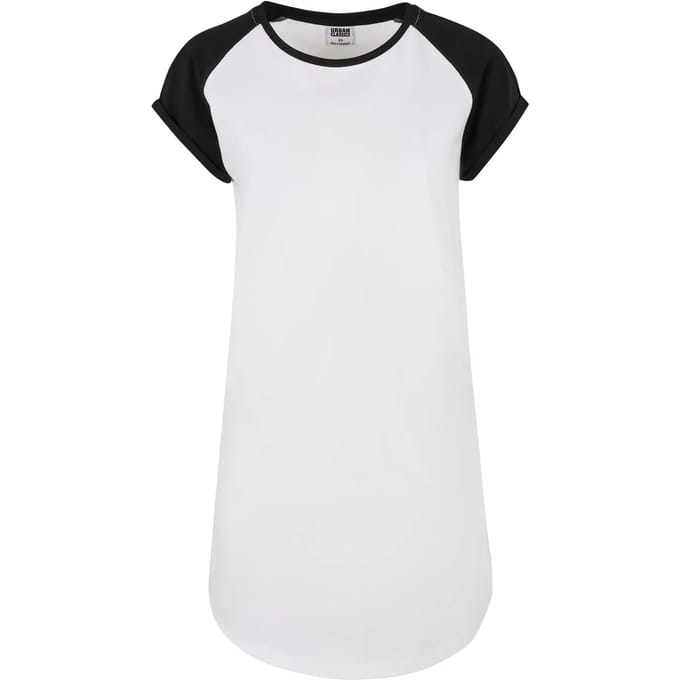 Urban Classics - Contrast Raglan Korte jurk - S - Wit/Zwart
