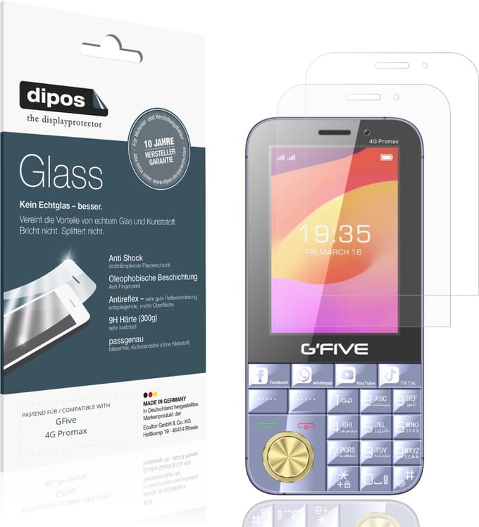 dipos – 2x Matte Pantserfolie geschikt voor GFive 4G Promax | 9H Screenprotector