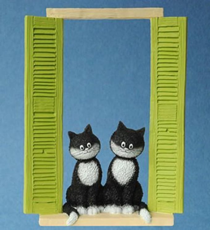 Albert - Dubout - les chats - in - venster - raam - poezen - beeldje