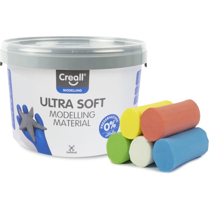 Klei Creall Play-it Ultra Soft helder rood/blauw/groen/geel/wit 1100gr