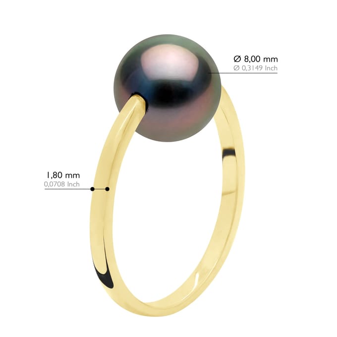 Ring - Geel Goud - Echte Gecultiveerde Tahiti Parels Rond 8-9 mm