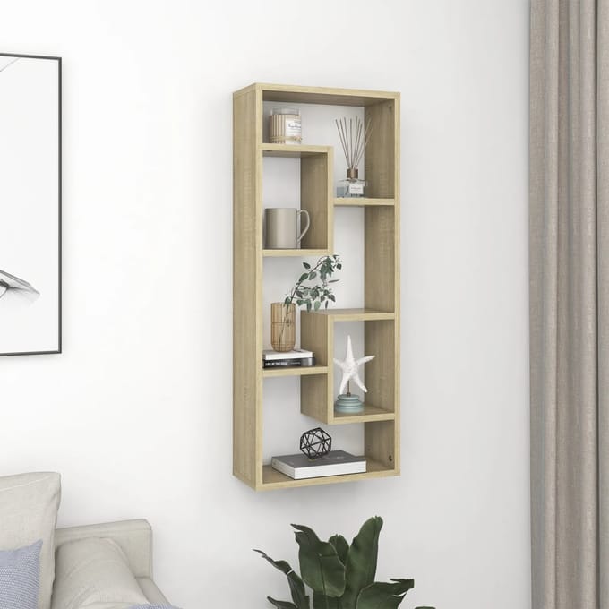 vidaXL - Wandschap - 36x16x90 - cm - bewerkt - hout - sonoma - eikenkleurig