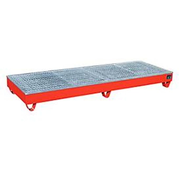 BAUER AW-4/B/PE opvangbak met rooster, 218 l, B 2415 x D 815 x H 255 mm, rood