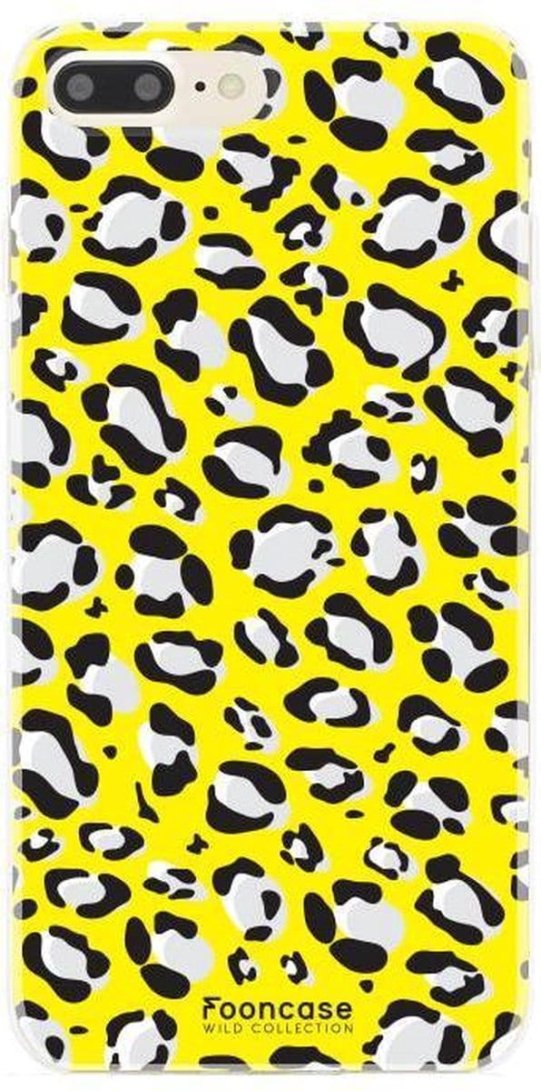 Fooncase Hoesje Geschikt voor iPhone 7 Plus - Shockproof Case - Back Cover / Soft Case - Luipaard / Leopard print / Geel