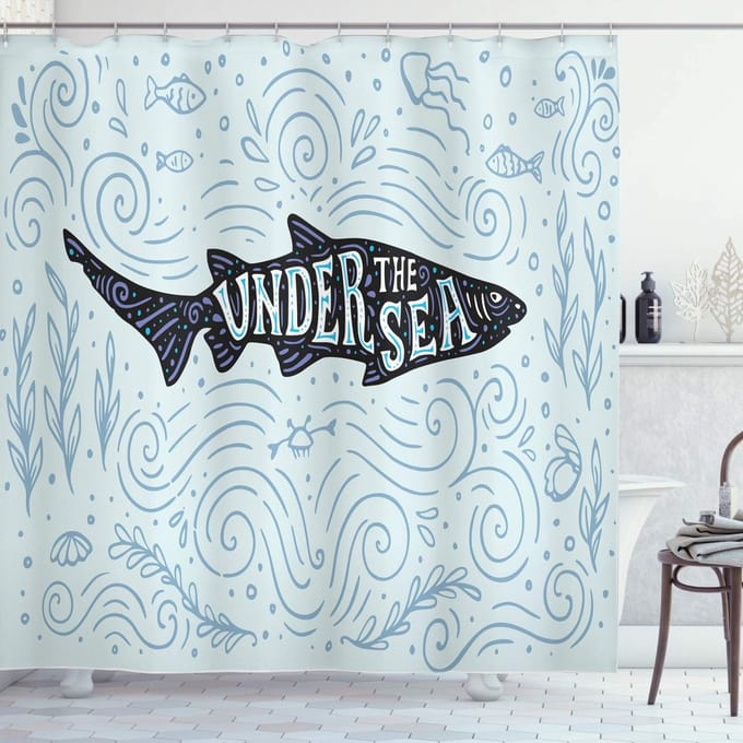 ABAKUHAUS Onder de Zee Douchescherm – 175x200 cm – Lichtblauw