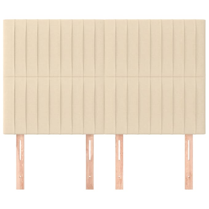 vidaXL - Hoofdbord - crème - 144x5x118/128 - cm - stof