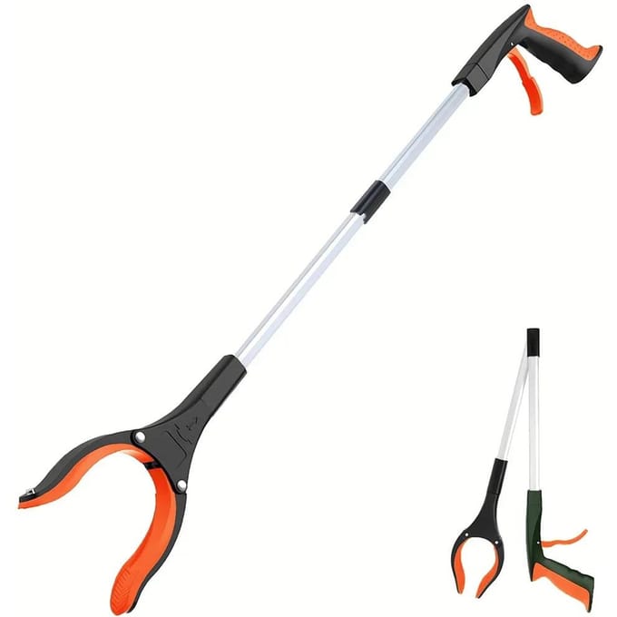 1-Pack 34 pouces Extra Long Grabber Reacher avec mâchoire rotative à 360 ° et aimant pliable Picking Mobility Aid Reach Tool orange