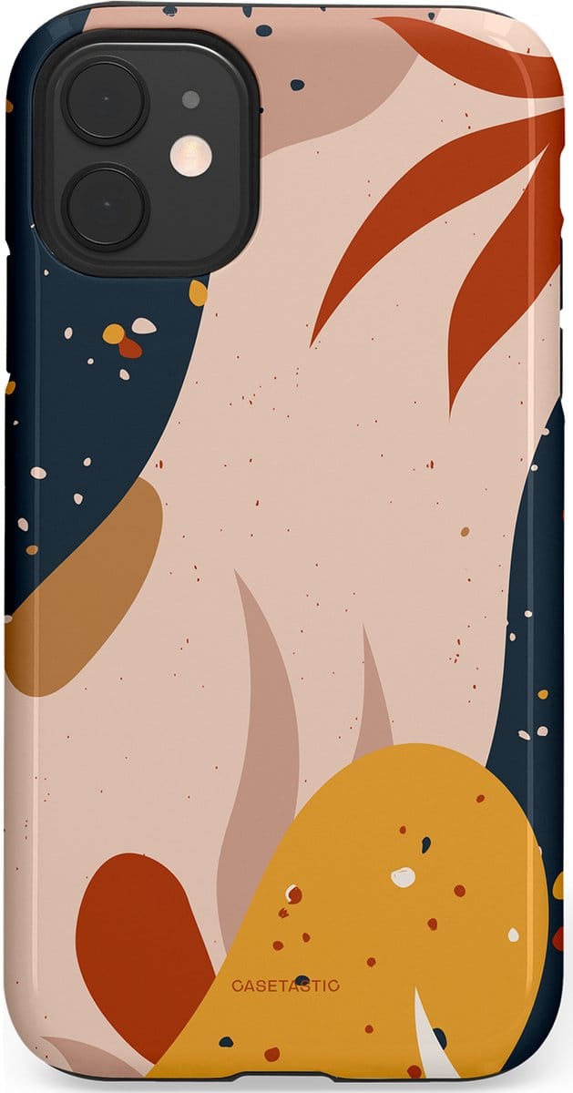 Casetastic hoesje geschikt voor Apple iPhone 11 - Dubbellaagse bescherming - Terravorm - Fashion Case - Zand Donkergrijs Perzik Okergeel