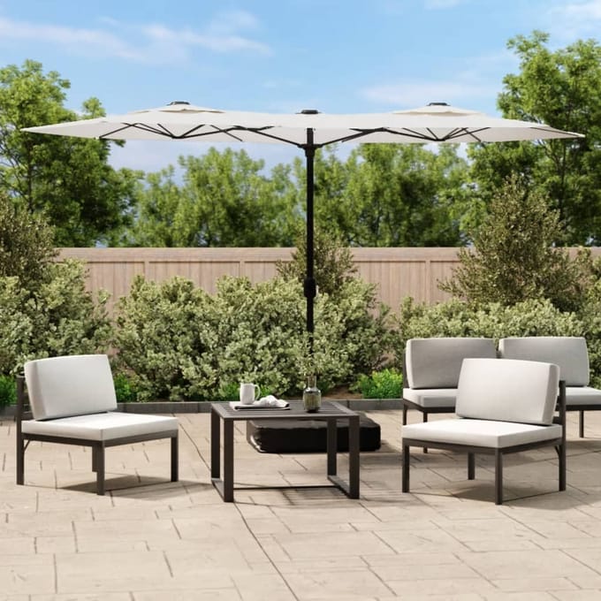 vidaXL - Parasol - dubbel - dak - 316x145 - cm - zandwit