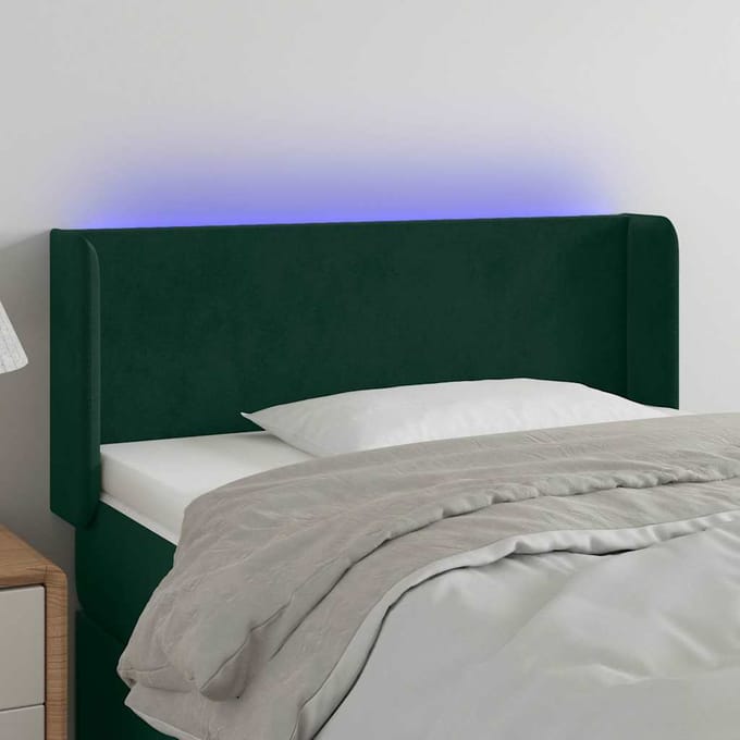vidaXL - Hoofdbord - LED - 83x16x78/88 - cm - fluweel - donkergroen