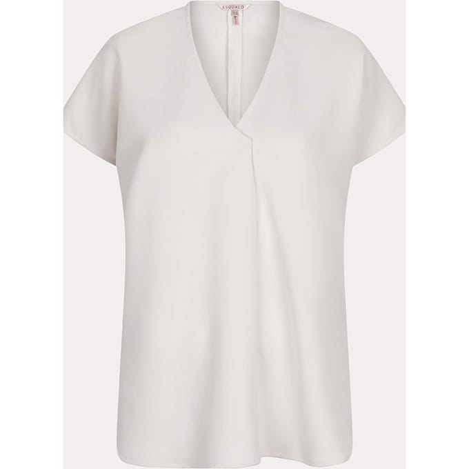 EsQualo Blouse V-neck Pleat Light Stone Größe: 36 | Blusen Outlet | Damen
