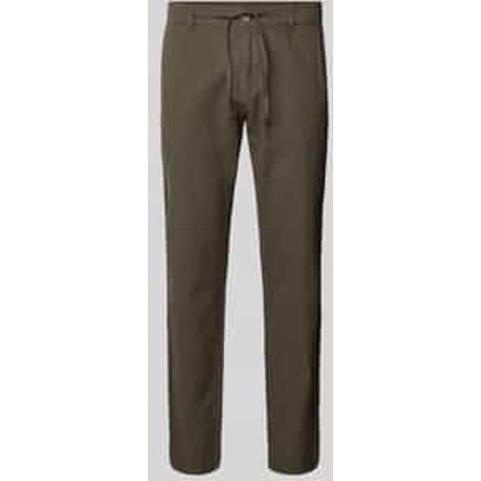 Tapered fit linnen broek met elastische band