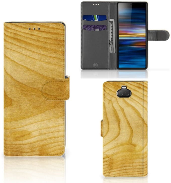 Sony Xperia 10 Book Style Case Licht Hout