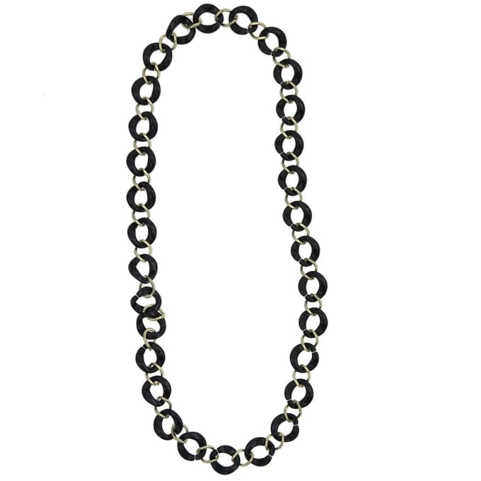 Behave Schakel ketting- zwart en goud kleur- gourmette
