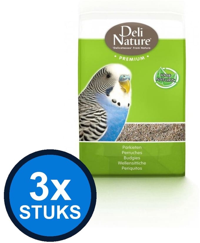 3x Deli Nature - Premium parkieten 1kg - Vogelvoer - 1 kg