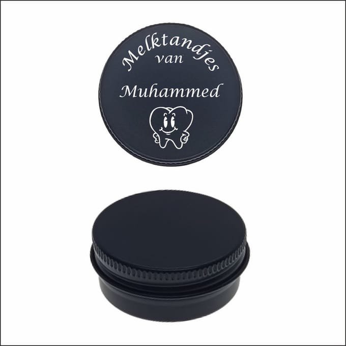 Melktanden Blikje Met Naam Gravering - Muhammed