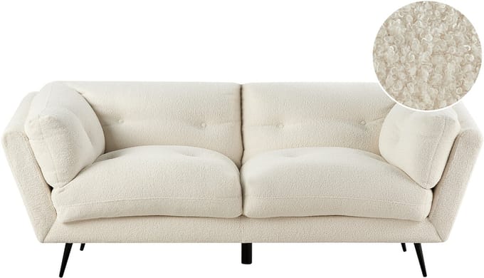 LENVIK - Driezitsbank - Wit - Bouclé