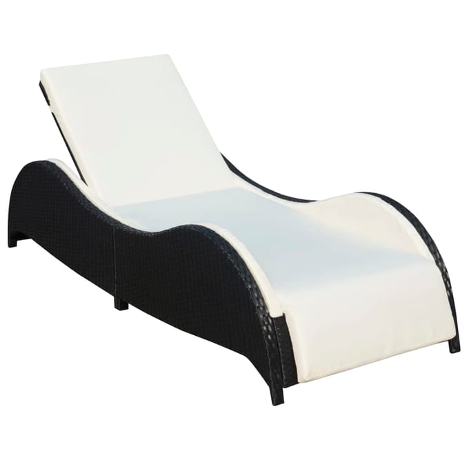 vidaXL - Ligbed - met - kussen - poly - rattan - zwart