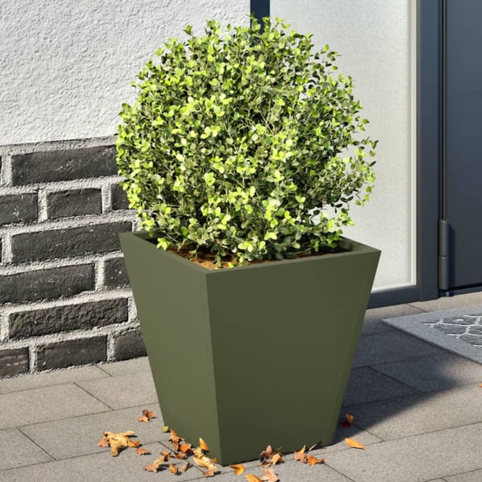 vidaXL - Plantenbakken - 2 - st - 30x30x30 - cm - staal - olijfgroen