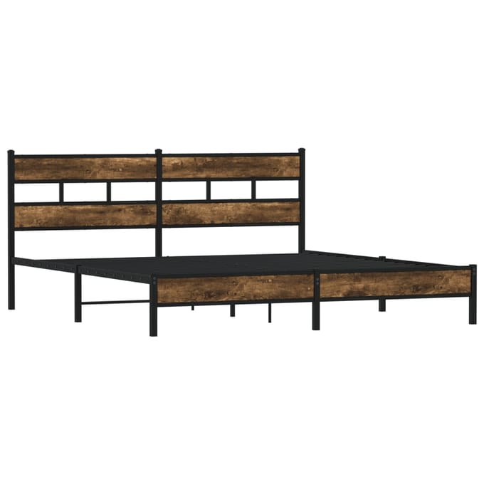vidaXL - Bedframe - zonder - matras - metaal - gerookt - eikenkleurig - 193x203 - cm