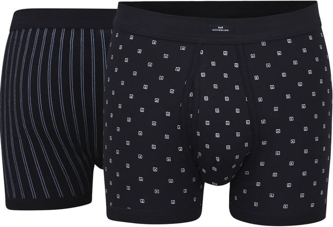 Gotzburg heren boxer lang met gulp (1-pack) - donkerblauw