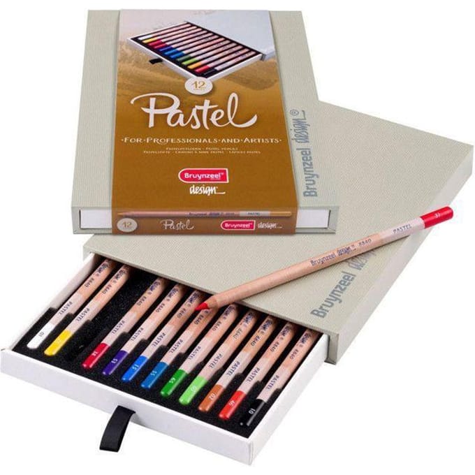 Crayon Pastel - Bruynzeel - Boîte de 12 - Couleurs Assorties - Haute Qualité - Mixte