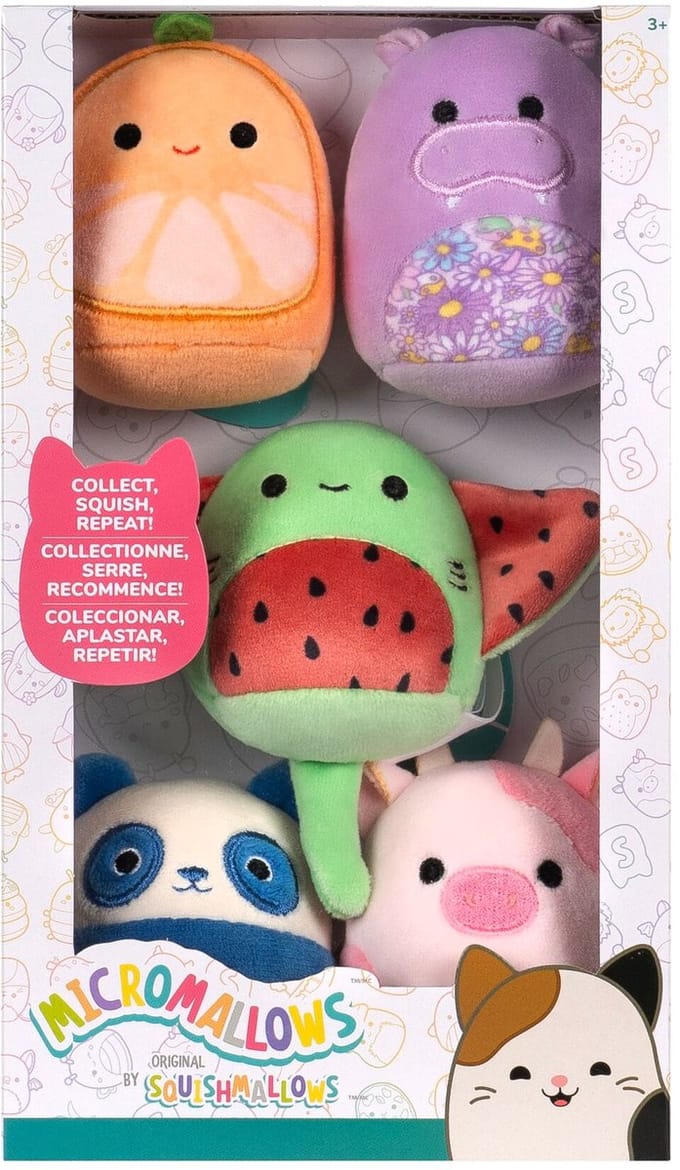 MICROMALLOWS - 5 Pack Plush Squishmallows (Lai, Reshma, Scout, Orin, Hanna) 6cm