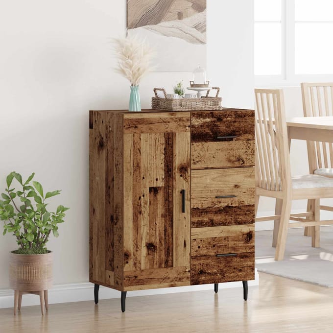 vidaXL - Dressoir - Oud - Hout - 69,5 - x - 34 - x - 90 - cm - Geengineerd - Hout - en - IJzer