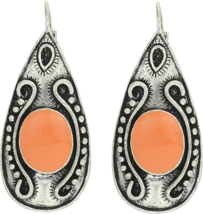 Vintage oorhanger - oranje detail - Behave